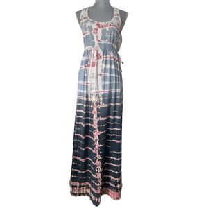 Hardtail Tie-Dye Boho Maternity Stretch Racerback Maxi Dress s Empire Waist